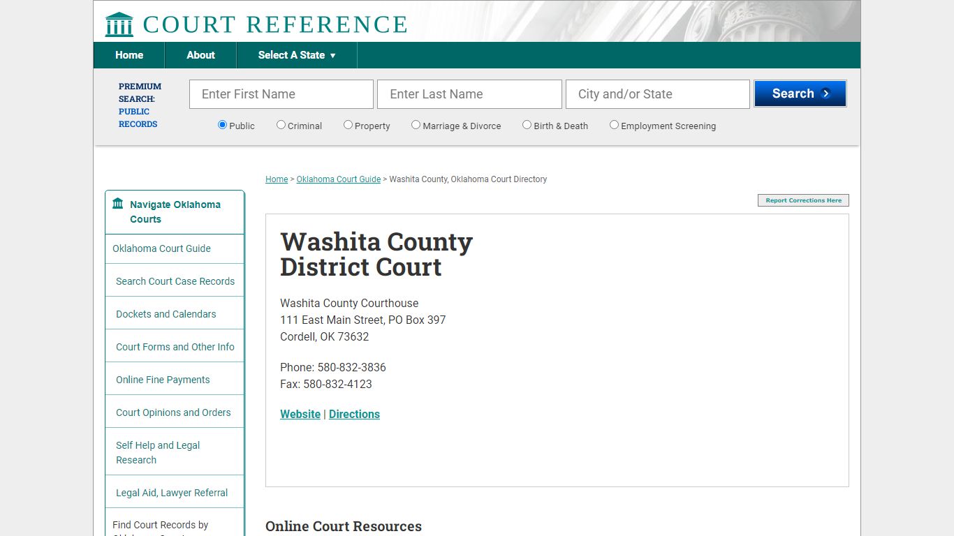 Washita County District Court - CourtReference.com