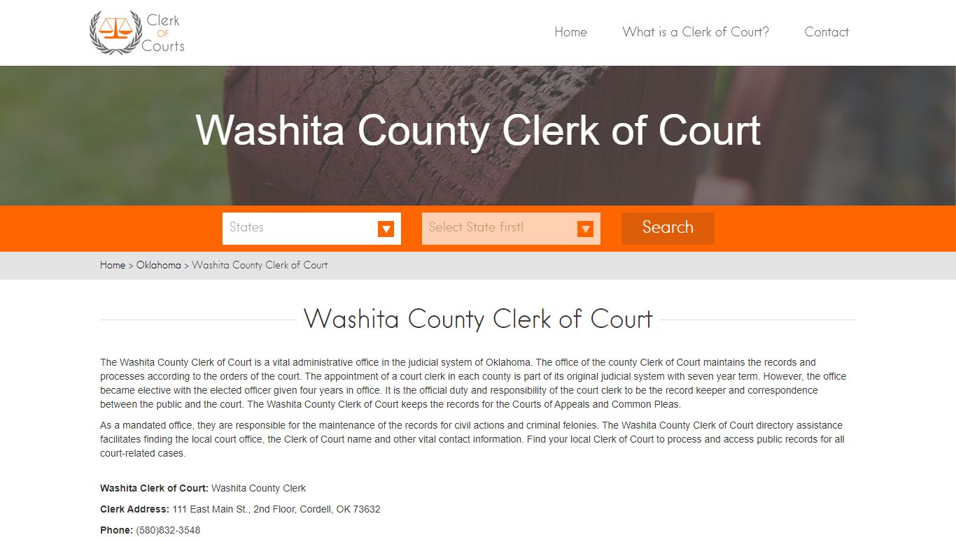Washita County Clerk of Court